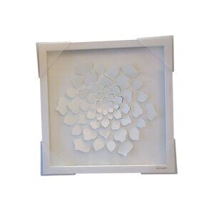 White & Teal 3D Floral Wall Art In White Frame
